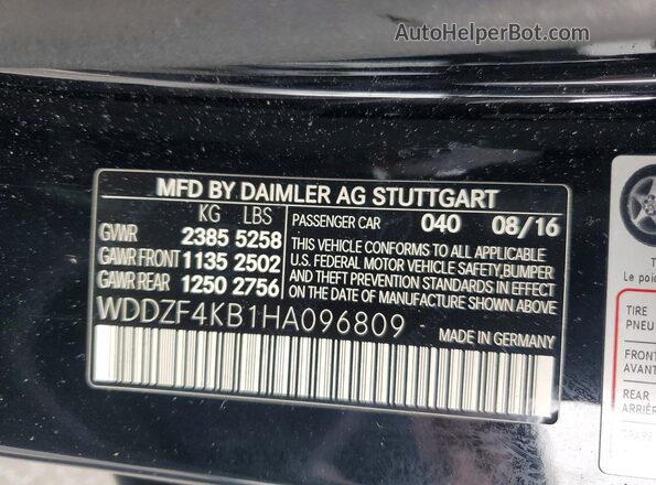 WDDZF4KB1HA096809 2017 MERCEDES-BENZ E Black Вид підкапотного простору