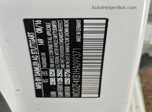 WDDZF4KB1HA099371 2017 MERCEDES-BENZ E White Engine compartment view