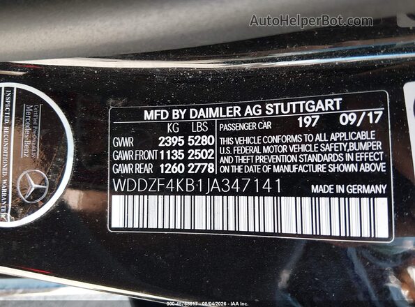 WDDZF4KB1JA347141 2018 MERCEDES-BENZ E-CLASS Black Vista del compartimento del motor