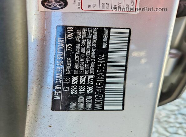 WDDZF4KB1KA505494 2019 MERCEDES-BENZ E Silver ძრავის განყოფილების ხედი