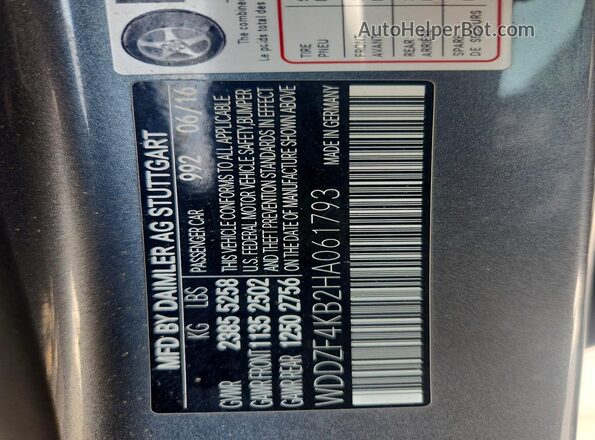 WDDZF4KB2HA061793 2017 MERCEDES-BENZ E Gray Շարժիչի բաժամունքի տեսք