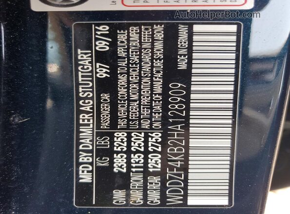 WDDZF4KB2HA128909 2017 MERCEDES-BENZ E Black Engine compartment view