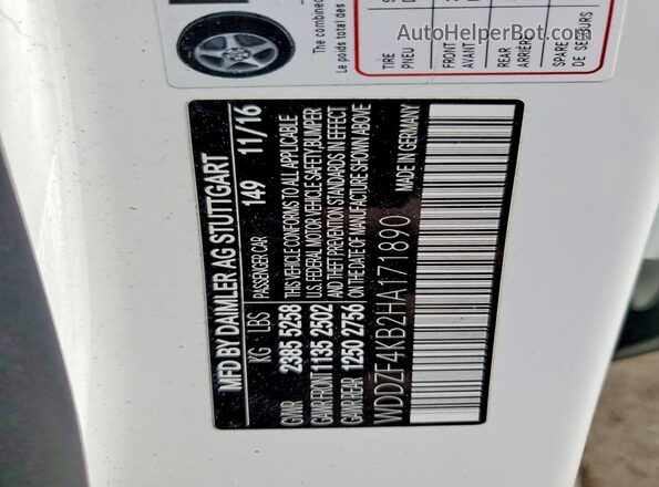 WDDZF4KB2HA171890 2017 MERCEDES-BENZ E White ძრავის განყოფილების ხედი