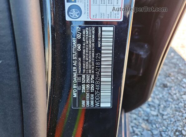 WDDZF4KB2HA218125 2017 MERCEDES-BENZ E Black Вид підкапотного простору