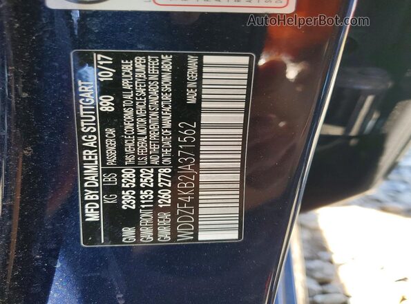 WDDZF4KB2JA371562 2018 MERCEDES-BENZ E Blue Вид наклейки з VIN-кодом