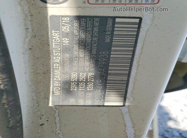 WDDZF4KB2JA479938 2018 MERCEDES-BENZ E White Widok komory silnika