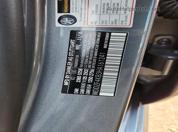 WDDZF4KB3HA161241 2017 MERCEDES-BENZ E Gray Vista de la etiqueta del VIN