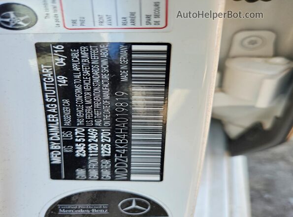 WDDZF4KB4HA019819 2017 MERCEDES-BENZ E White Widok komory silnika