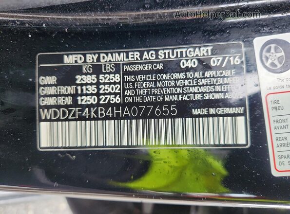 WDDZF4KB4HA077655 2017 MERCEDES-BENZ E Black Vista de la etiqueta del VIN