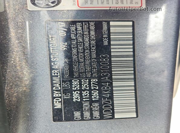 WDDZF4KB4JA310083 2018 MERCEDES-BENZ E Серый Вид подкапотного пространства