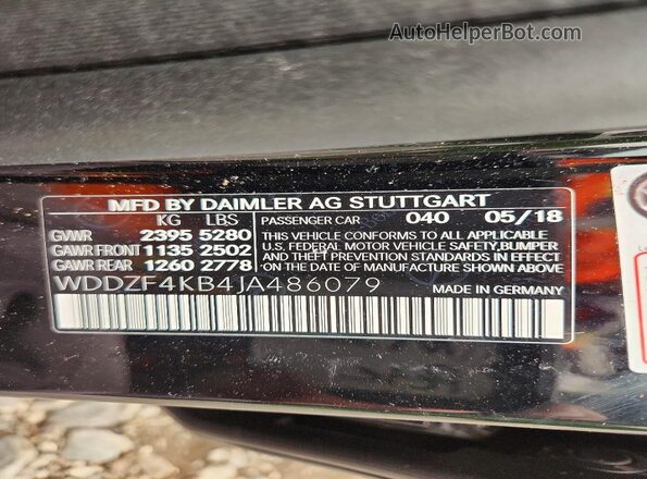 WDDZF4KB4JA486079 2018 MERCEDES-BENZ E Черный Вид подкапотного пространства
