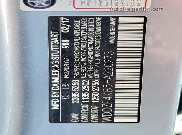 WDDZF4KB5HA220273 2017 MERCEDES-BENZ E Blue Engine compartment view
