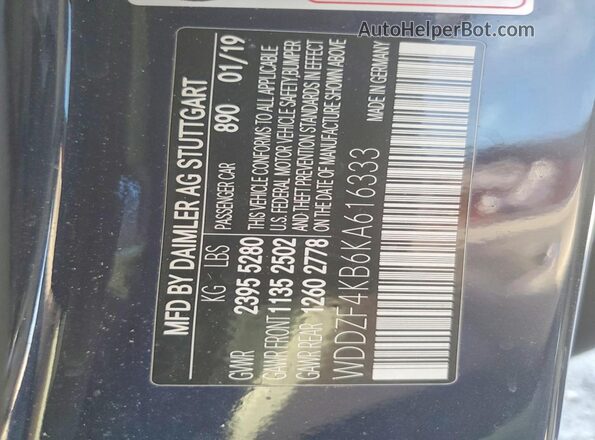 WDDZF4KB6KA616333 2019 MERCEDES-BENZ E Blue Vista del compartimento del motor