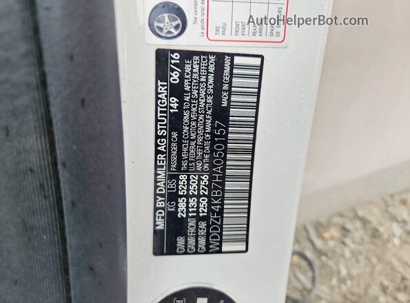 WDDZF4KB7HA050157 2017 MERCEDES-BENZ E White Вид підкапотного простору