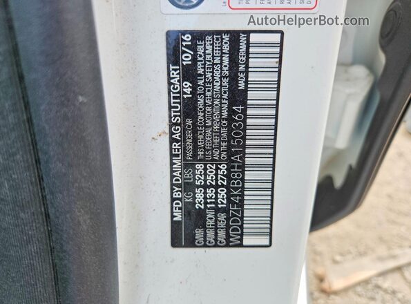 WDDZF4KB8HA150364 2017 MERCEDES-BENZ E White Vista del compartimento del motor