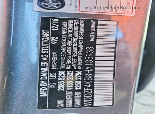 WDDZF4KB8HA185938 2017 MERCEDES-BENZ E Серый Вид подкапотного пространства