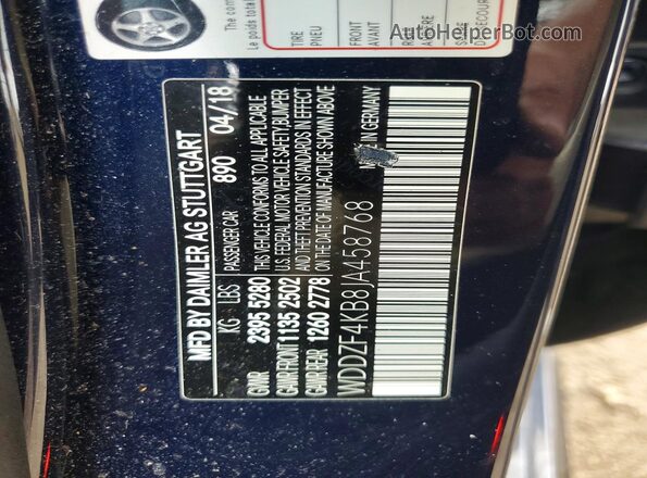 WDDZF4KB8JA458768 2018 MERCEDES-BENZ E Blue VIN կոդի պիտակի տեսք