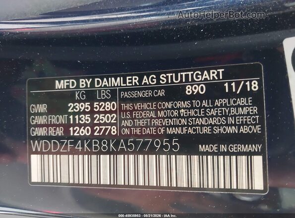 WDDZF4KB8KA577955 2019 MERCEDES-BENZ E-CLASS Dark Blue Vista del compartimento del motor