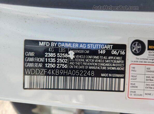 WDDZF4KB9HA052248 2017 MERCEDES-BENZ E White Շարժիչի բաժամունքի տեսք