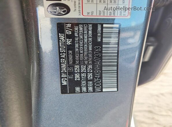 WDDZF4KB9HA073763 2017 MERCEDES-BENZ E Gray Вид підкапотного простору