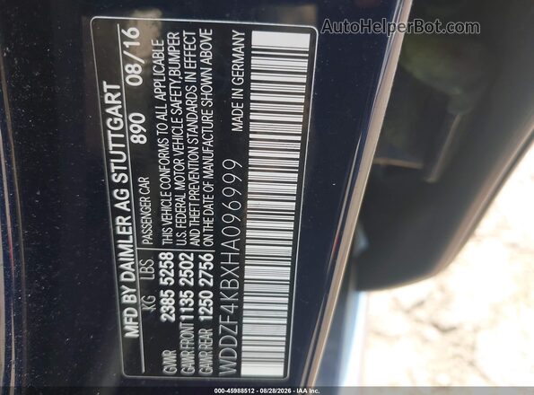 WDDZF4KBXHA096999 2017 MERCEDES-BENZ E-CLASS Blue Вид підкапотного простору