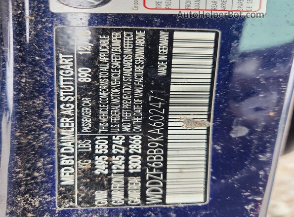 WDDZF6BB9KA602471 2019 MERCEDES-BENZ E Blue Вид підкапотного простору