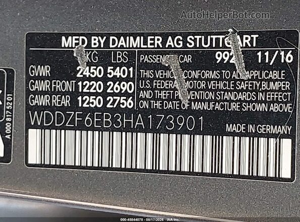 WDDZF6EB3HA173901 2017 MERCEDES-BENZ AMG E 43 Gray Շարժիչի բաժամունքի տեսք