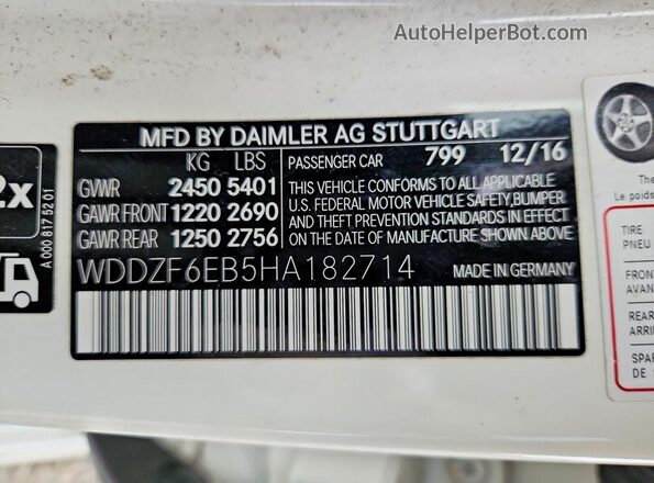 WDDZF6EB5HA182714 2017 MERCEDES-BENZ E White Շարժիչի բաժամունքի տեսք