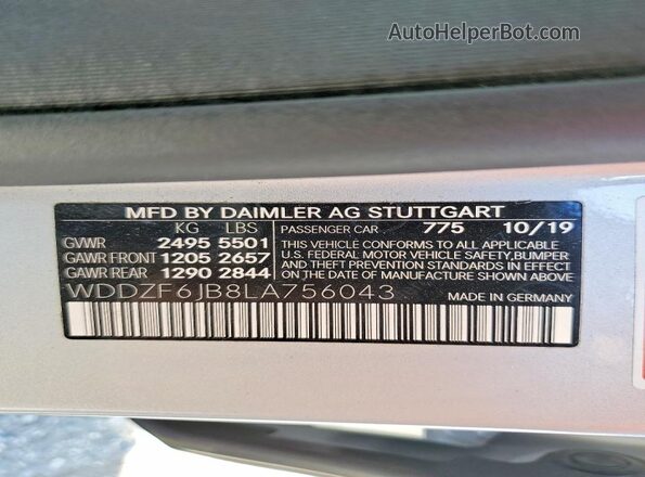 WDDZF6JB8LA756043 2020 MERCEDES-BENZ E Silver ძრავის განყოფილების ხედი