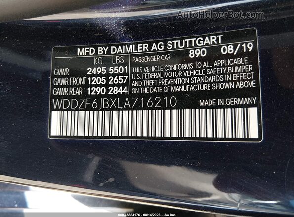 WDDZF6JBXLA716210 2020 MERCEDES-BENZ E-CLASS Navy Вид подкапотного пространства