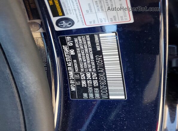 WDDZF8DBXLA710592 2020 MERCEDES-BENZ E Blue 