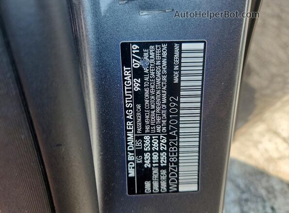 WDDZF8EB2LA701092 2020 MERCEDES-BENZ E Gray Вид підкапотного простору