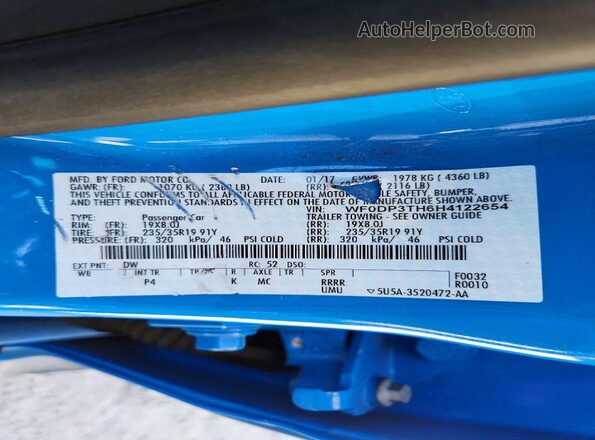 WF0DP3TH6H4122654 2017 FORD FOCUS Blue Engine compartment view