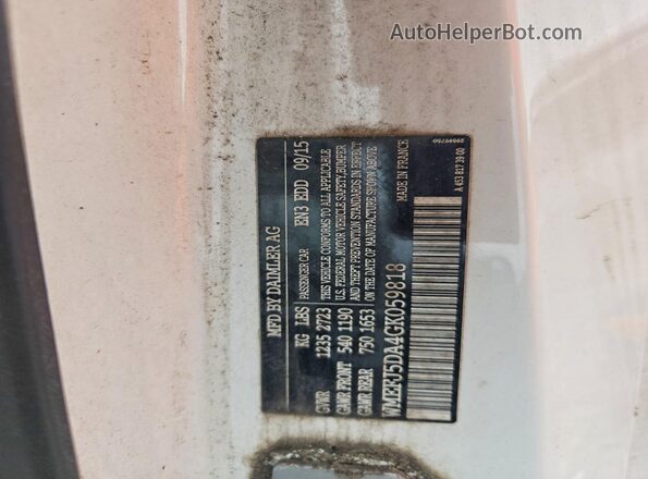 WMEFJ5DA4GK059818 2016 SMART FORTWO Blue Vista del compartimento del motor