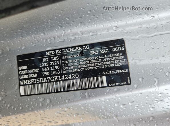 WMEFJ5DA7GK142420 2016 SMART FORTWO White Vista de la etiqueta del VIN