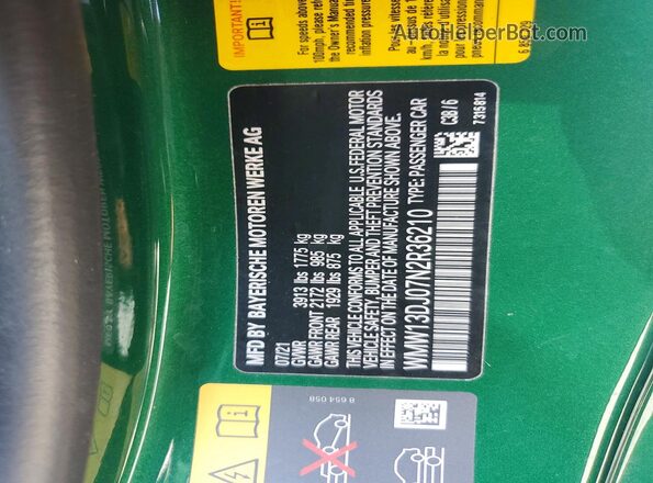 WMW13DJ07N2R36210 2022 MINI COOPER Green Widok komory silnika