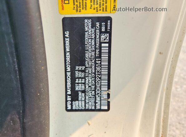 WMW53DH02P2T36141 2023 MINI COOPER White VIN sticker view