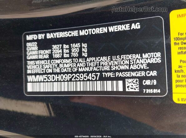 WMW53DH09P2S95457 2023 MINI HARDTOP Black Vista del compartimento del motor