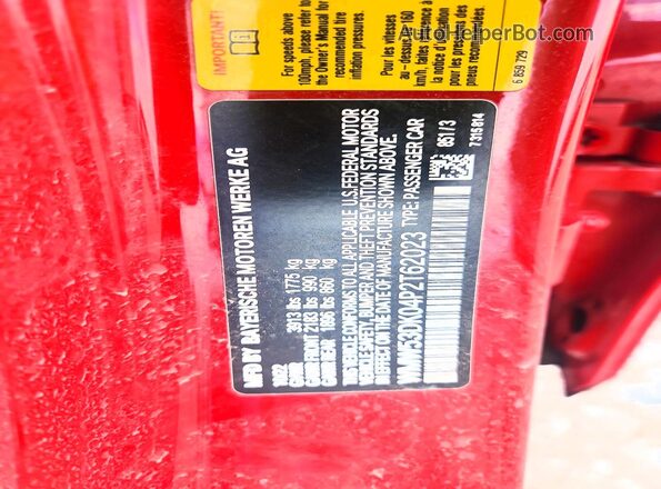 WMW53DK04P2T62023 2023 MINI COOPER Red Widok naklejki z numerem VIN