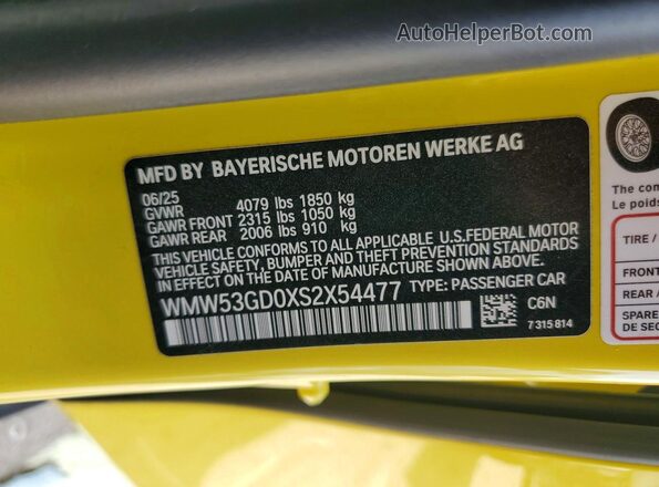 WMW53GD0XS2X54477 2025 MINI COOPER Yellow Widok komory silnika