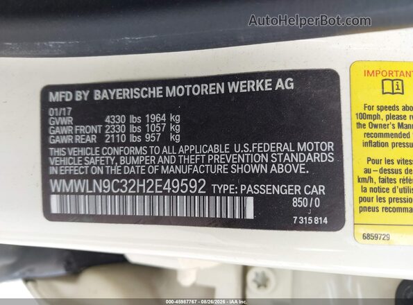 WMWLN9C32H2E49592 2017 MINI CLUBMAN Кремовый Вид подкапотного пространства