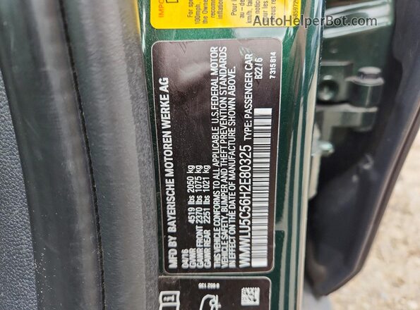 WMWLU5C56H2E80325 2017 MINI COOPER Green VIN sticker view