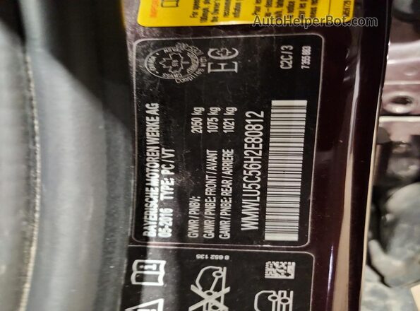 WMWLU5C56H2E80812 2017 MINI COOPER Maroon VIN sticker view