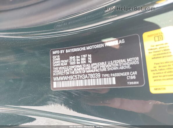 WMWWH9C57H3A78039 2017 MINI CONVERTIBLE Green Widok komory silnika