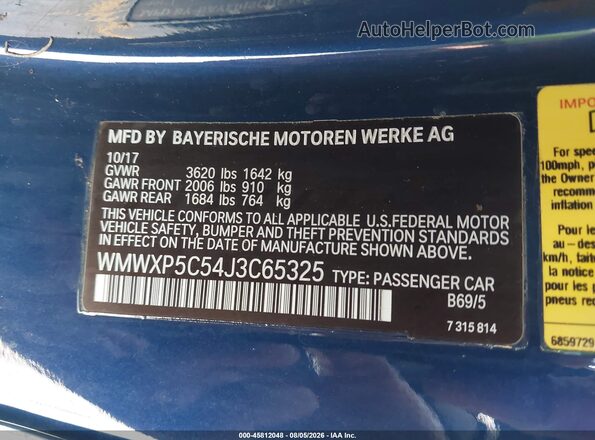 WMWXP5C54J3C65325 2018 MINI HARDTOP Dark Blue Շարժիչի բաժամունքի տեսք