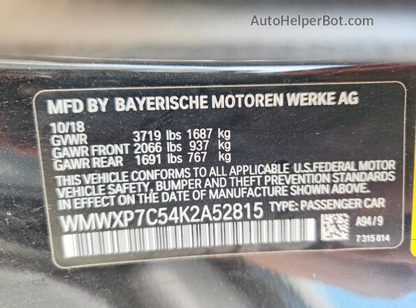 WMWXP7C54K2A52815 2019 MINI COOPER Black Engine compartment view