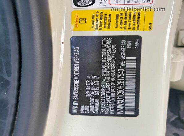 WMWXU1C50H2E17540 2017 MINI COOPER Cream Вид підкапотного простору