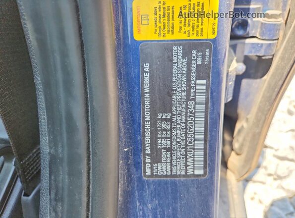 WMWXU1C55G2D57348 2016 MINI COOPER Blue Vista del compartimento del motor
