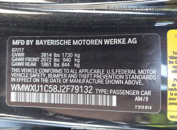 WMWXU1C58J2F79132 2018 MINI HARDTOP Black Вид підкапотного простору