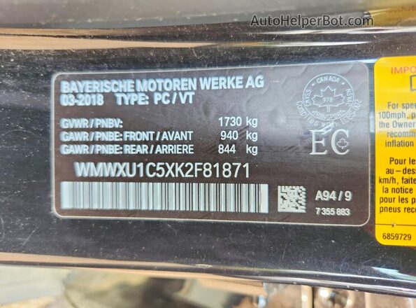 WMWXU1C5XK2F81871 2019 MINI COOPER Black Vista del compartimento del motor